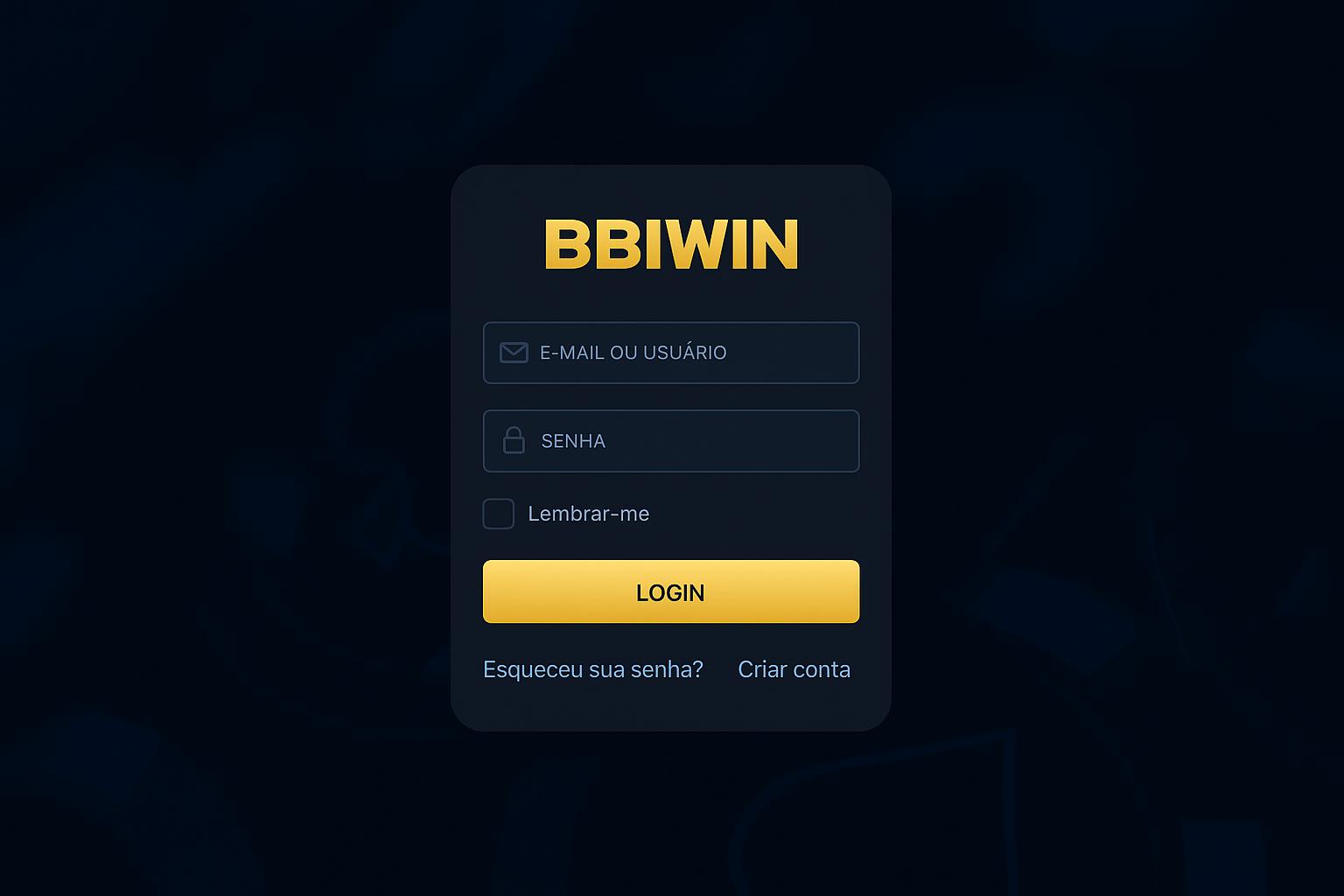 Criar uma nova Conta no plataforma BBIWIN  